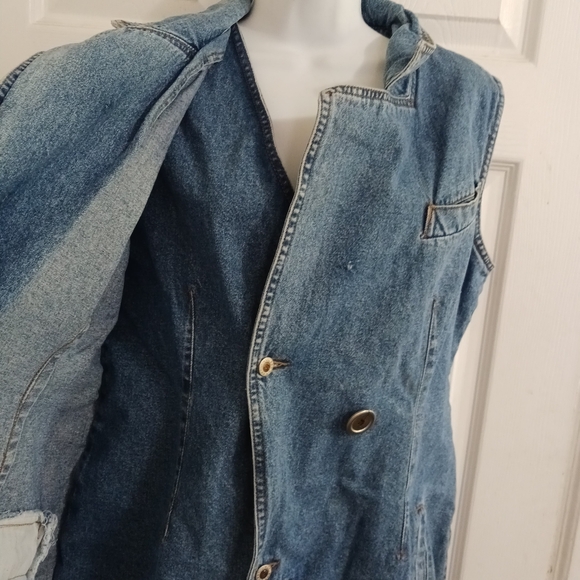 Denim Romper Skort Sleeveless Pockets Size 9/10 Med 80s READ - Picture 7 of 12